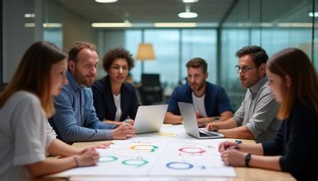 Team reviewing project timeline together