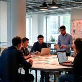 Team collaborating in agile workshop